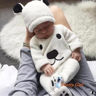S♆-Newborn Baby Girl Boy Long Sleeve Tops Pants Hat Winter Outfits 3PCS Set Fluffy Clothes 0-24M