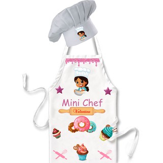 Kit Mini Chef Avental + Nome Personalizado + Chapéu De Cozinheiro!