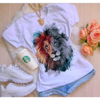 Blusa T-Shirt camiseta feminina Leão de Judá baby look estampada religião