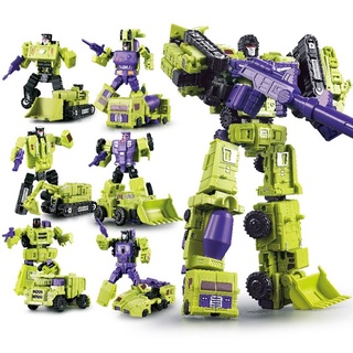 6 pçs / set Transformers Liga Metal Engenharia Truck Model Deformação Robot Car Toys Boneco De Ação