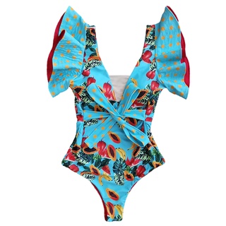Ace Babados Pescoço Das Mulheres Lace Up One Piece Swimsuit 2022 Beach Wear Menina (8)