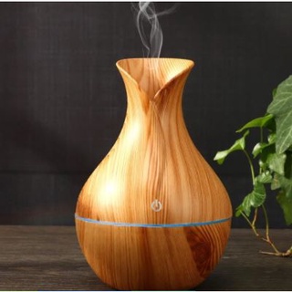 Umidificador Vaso Aromatizador Ultrassônico Tipo Madeira Usb Com Led Colorido