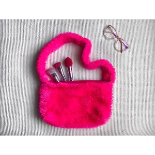 bolsa de pelúcia/pelinho sintético fuzzy bag pink y2k