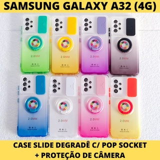 Capinha Case Do Celular Samsung Galaxy A32 4G Slide Degradê C/ Pop Socket e Proteção de Câmera