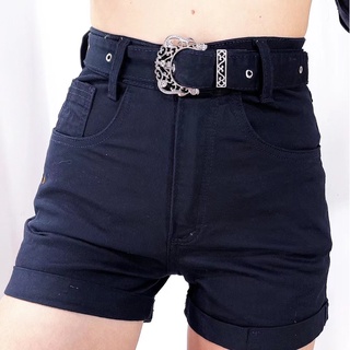 Shorts coloridos com cinto feminina/jeans/ preto (6)