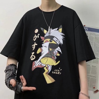 Camiseta Masculina Manga Curta Japonesa Pikachu Tamanho Grande 5XL