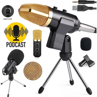 Microfone Condensador Dinâmico Profissional Usb Pc Estúdio Gravação Canto Podcast Supercardióide Dourado Unidirecional
