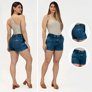 Shorts Jeans Imporium Feminino Cós Alto Cintura Alta com Elastico na Parte Trazeira (4)