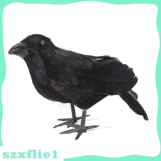 Estátua De Pássaro Crow Realista Para Decoração De Halloween (3)