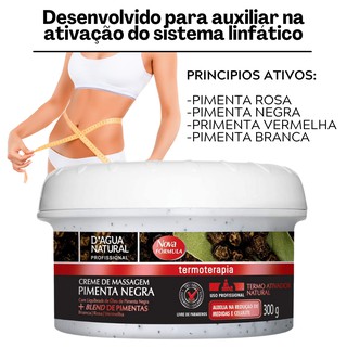 Rosa Mosqueta + Cafeína + Pimenta Negra Kit Creme Massagem Termoativo Emagrecedor Queimador De Gordura E Estrias D'agua Natural 300g (4)
