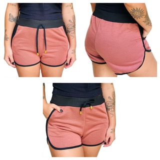 Kit 10 Shorts Femininos Moletinho c/ Bolso Elástico Cadarço - short feminino soltinho shortinho roupas feminina revenda atacado (7)