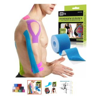Bandagem Elástica Fita Kinesio Tape Fisioterapia Alivia a Dor Lesão Muscular Atleta 5cm X 5m (3)