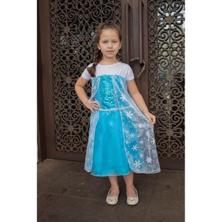 Oferta de Promoção Roupa menina Vestido Infantil Fantasia Festa Aniversário Princesa Elsa Frozen de