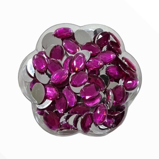 Chatons Acrilico - Oval Sextavado NV - Rosa Pink Escuro - 14x12mm - 100und