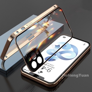 Metal magnetic double-sided glass protective case for iPhone 13 11 Pro Max XR