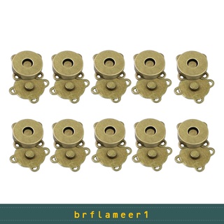 Brflameer1 10 Pares Fecho Magnético Snaps Botões Diy Bolsas Bolsa Artesanato 14mm Prata (4)