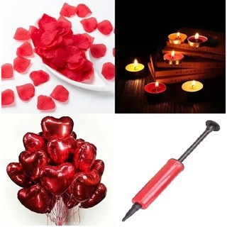 Maravilhoso Kit Romântico 400 Pétalas Vermelha + 6 Velas + 5 Balões Coração + Mini bomba