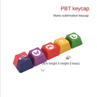 [Estoque pronto] Material de PBT Sublimação Keycaps Mario Tema Personalizado Suplemento 5 Teclas de Teclado Mecânico DIY OEM Perfil