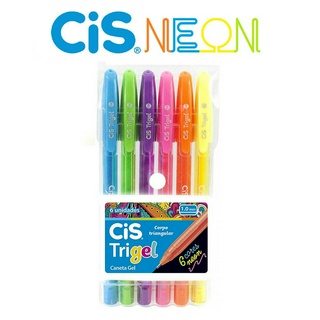 Caneta Cis Trigel Cores Neon - Kit C/6 - 1,0mm