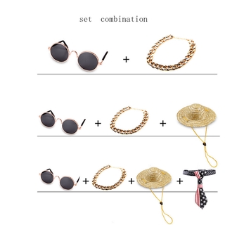 Spring and Autumn Pet Sunglasses Necklace Retro Set Fashion Cat and Dog Halloween Accessories (7)