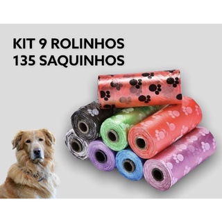 Saquinho Coletor de Fezes Kit 9 Unidades Cachorro Coco Cata Caca Pet Sacos Biodegradável Passeios Parque Rua