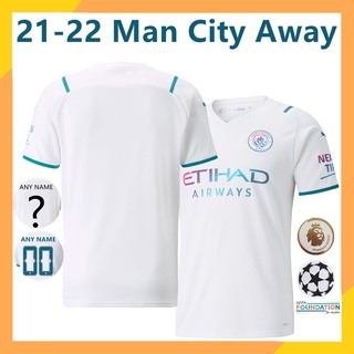 Camisa Man City Away 21-22 Grau: AAA Camisa de Futebol Man City para Homem