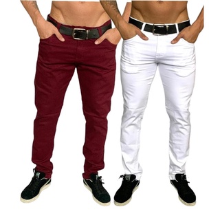 Kit 2 Calça Masculina Jeans e Sarja a Pronta Entrega Bege Preta Branca Azul Marrom Caramelo (3)