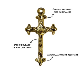 10 Crucifixos + 10 Entremeios Noss Senhora Aparecida Para Terço Dourado (2)
