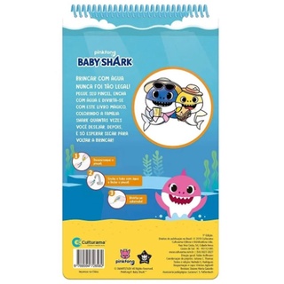 Aqua Book Baby Shark - pintar com água diversão garantida! Livro Aquabook Baby Shark Desenhos Para colorir Com Água Culturama Pincel Infantil Educativo (3)