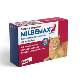 Vermífugo Milbemax™ G 16/40 para Gatos 2 a 8kg com 2 Comprimidos - Elanco Pet