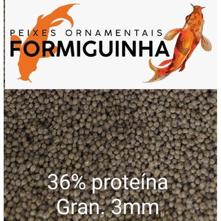 Ração para peixe, carpa, kinguio, tilápia 2/3mm 36% proteína 1kg