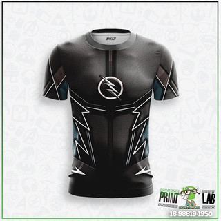Camisa Camiseta Traje Flash Negro Uniforme 3d