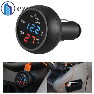 Ezone 3 Em 1 12 / 24 V Car Auto Voltímetro Digital Led Caliber + Termômetro + Carregador Usb (6)