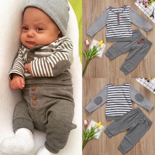 Jx- Conjunto De Roupas Camiseta Com Listras + Calça Legging Para Recém-Nascidos / Bebês / Meninas / Meninos 2pçs