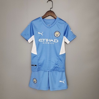 Camisa Camiseta Conjunto Infantil Manchester City Azul Claro MEGA PROMOÇÃO envio imediato + FRETE GRATIS camisa+short 21-22. (1)