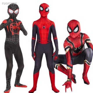 ♕♀Longe De Casa Do Homem Aranha Traje Cosplay Peter Parker Zentai Suit Superhero Bodysuit Macacão Traje De Halloween (4)
