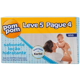 Sabonete infantil PomPom Hidratante bebê 80g - 5 unidades