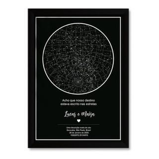 Quadro Mapa Das Constelações Estelar A5 - C/ Moldura E Vidro