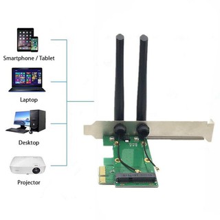 Mini Adaptador Wireless Wifi Placa De Rede Pcie Para Pci-E 1x + 2 Antenn F6A9 (4)