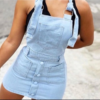 jardineira saia feminina jeans moda blogueira sem lyca lançamento 2021