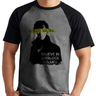 Camiseta Sherlock Holmes Moriarty Série Raglan Mescla Curta