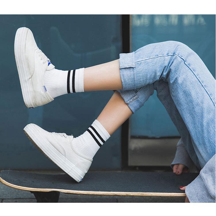 Japanese High School Girls Socks/Korea Style Loose Striped Crew Socks/Retro Women Casual Socks/Sport Ankle Daily Socks (3)