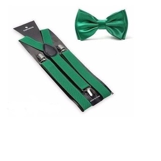 Kit Suspensório+gravata Borboleta Verde Adulto