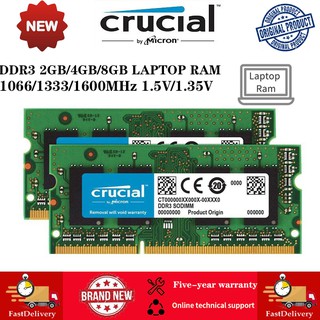Crucial notebook RAM DDR3/DDR3L 4GB 8GB 1333/1600MHz PC3-12800S laptop SODIMM Memória 2GB 1066MHz