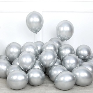 25 Unidades Balão Bexiga 5 Polegadas Prata Cromado Metalizado Alumínio Para Festas