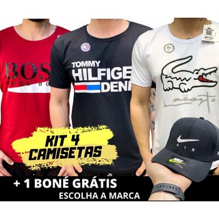 kit 4 Camisetas Grife Leve 1 boné GRÁTIS - Etiquetas internas e externas tag original Qualidade de Shopping (1)
