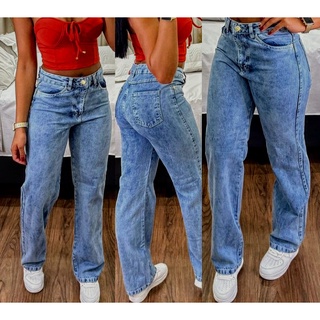 Calça Jeans Feminina Wide Leg Pantalona Cintura Alta calça moda gringa (4)