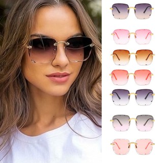 Óculos de sol quadrados sem aro feminino designer de marca de luxo óculos vermelhos da moda óculos de sol para homens UV400 Shades Oculos