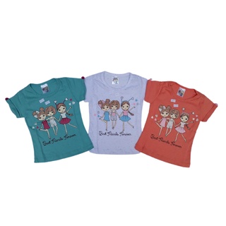 Camiseta Infantil Feminina manga curta Verão com detalhe nas mangas