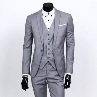 Conjunto de terno para homens de três peças de negócios terno profissional terno slim padrinho noivo vestido de casamento outono (1)